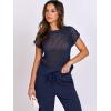 imageANRABESS Women Two Piece Outfits Crochet Sheer Knit Sweater Top Wide Leg Pants Lounge Matching Sets Sweatsuit Travel ClothesNavy Blue