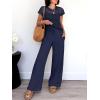 imageANRABESS Women Two Piece Outfits Crochet Sheer Knit Sweater Top Wide Leg Pants Lounge Matching Sets Sweatsuit Travel ClothesNavy Blue