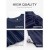 imageANRABESS Women Two Piece Outfits Crochet Sheer Knit Sweater Top Wide Leg Pants Lounge Matching Sets Sweatsuit Travel ClothesNavy Blue