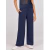 imageANRABESS Women Two Piece Outfits Crochet Sheer Knit Sweater Top Wide Leg Pants Lounge Matching Sets Sweatsuit Travel ClothesNavy Blue