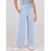 imageANRABESS Women Two Piece Outfits Crochet Sheer Knit Sweater Top Wide Leg Pants Lounge Matching Sets Sweatsuit Travel ClothesSky Blue