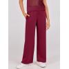 imageANRABESS Women Two Piece Outfits Crochet Sheer Knit Sweater Top Wide Leg Pants Lounge Matching Sets Sweatsuit Travel ClothesWine Red