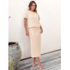 imageANRABESS Womens 2 Piece Outfits Striped Sweater Skirt Sets 2025 Summer Casual Short Sleeve Pullover Tops Travel Midi DressBeige