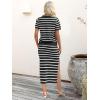 imageANRABESS Womens 2 Piece Outfits Striped Sweater Skirt Sets 2025 Summer Casual Short Sleeve Pullover Tops Travel Midi DressBlack White