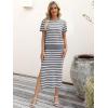 imageANRABESS Womens 2 Piece Outfits Striped Sweater Skirt Sets 2025 Summer Casual Short Sleeve Pullover Tops Travel Midi DressGrey White