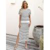imageANRABESS Womens 2 Piece Outfits Striped Sweater Skirt Sets 2025 Summer Casual Short Sleeve Pullover Tops Travel Midi DressWhite Black