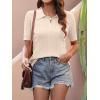 imageANRABESS Womens Short Sleeve Sweaters Tops Polo V Neck Cable Knit Casual Soft Pullover Shirts 2025 Summer OutfitsBeige