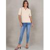 imageANRABESS Womens Short Sleeve Sweaters Tops Polo V Neck Cable Knit Casual Soft Pullover Shirts 2025 Summer OutfitsBeige