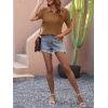 imageANRABESS Womens Short Sleeve Sweaters Tops Polo V Neck Cable Knit Casual Soft Pullover Shirts 2025 Summer OutfitsBrown
