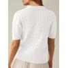 imageANRABESS Womens Short Sleeve Sweaters Tops Polo V Neck Cable Knit Casual Soft Pullover Shirts 2025 Summer OutfitsCream