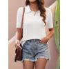 imageANRABESS Womens Short Sleeve Sweaters Tops Polo V Neck Cable Knit Casual Soft Pullover Shirts 2025 Summer OutfitsCream
