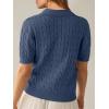 imageANRABESS Womens Short Sleeve Sweaters Tops Polo V Neck Cable Knit Casual Soft Pullover Shirts 2025 Summer OutfitsDusty Blue