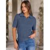 imageANRABESS Womens Short Sleeve Sweaters Tops Polo V Neck Cable Knit Casual Soft Pullover Shirts 2025 Summer OutfitsDusty Blue
