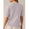 imageANRABESS Womens Short Sleeve Sweaters Tops Polo V Neck Cable Knit Casual Soft Pullover Shirts 2025 Summer OutfitsGrey