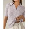 imageANRABESS Womens Short Sleeve Sweaters Tops Polo V Neck Cable Knit Casual Soft Pullover Shirts 2025 Summer OutfitsGrey