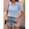 imageANRABESS Womens Short Sleeve Sweaters Tops Polo V Neck Cable Knit Casual Soft Pullover Shirts 2025 Summer OutfitsLight Blue