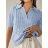 imageANRABESS Womens Short Sleeve Sweaters Tops Polo V Neck Cable Knit Casual Soft Pullover Shirts 2025 Summer OutfitsLight Blue