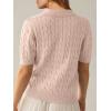 imageANRABESS Womens Short Sleeve Sweaters Tops Polo V Neck Cable Knit Casual Soft Pullover Shirts 2025 Summer OutfitsLight Brown