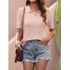 imageANRABESS Womens Short Sleeve Sweaters Tops Polo V Neck Cable Knit Casual Soft Pullover Shirts 2025 Summer OutfitsLight Brown