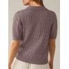 imageANRABESS Womens Short Sleeve Sweaters Tops Polo V Neck Cable Knit Casual Soft Pullover Shirts 2025 Summer OutfitsLight Coffee