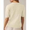 imageANRABESS Womens Short Sleeve Sweaters Tops Polo V Neck Cable Knit Casual Soft Pullover Shirts 2025 Summer OutfitsLight Yellow