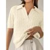 imageANRABESS Womens Short Sleeve Sweaters Tops Polo V Neck Cable Knit Casual Soft Pullover Shirts 2025 Summer OutfitsLight Yellow