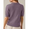 imageANRABESS Womens Short Sleeve Sweaters Tops Polo V Neck Cable Knit Casual Soft Pullover Shirts 2025 Summer OutfitsPurple