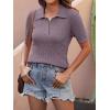 imageANRABESS Womens Short Sleeve Sweaters Tops Polo V Neck Cable Knit Casual Soft Pullover Shirts 2025 Summer OutfitsPurple