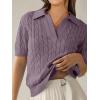 imageANRABESS Womens Short Sleeve Sweaters Tops Polo V Neck Cable Knit Casual Soft Pullover Shirts 2025 Summer OutfitsPurple