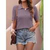 imageANRABESS Womens Short Sleeve Sweaters Tops Polo V Neck Cable Knit Casual Soft Pullover Shirts 2025 Summer OutfitsPurple