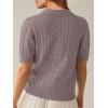 imageANRABESS Womens Short Sleeve Sweaters Tops Polo V Neck Cable Knit Casual Soft Pullover Shirts 2025 Summer OutfitsRed Apricot