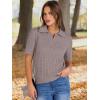imageANRABESS Womens Short Sleeve Sweaters Tops Polo V Neck Cable Knit Casual Soft Pullover Shirts 2025 Summer OutfitsRed Apricot