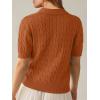 imageANRABESS Womens Short Sleeve Sweaters Tops Polo V Neck Cable Knit Casual Soft Pullover Shirts 2025 Summer OutfitsRust