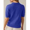 imageANRABESS Womens Short Sleeve Sweaters Tops Polo V Neck Cable Knit Casual Soft Pullover Shirts 2025 Summer OutfitsSapphire Blue