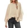 imageANRABESS Women Crewneck Batwing Long Sleeve 2024 Fall Oversized Side Slit Ribbed Knit Pullover Sweaters Top Cozy OutfitsApricot