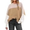 imageANRABESS Women Crewneck Batwing Long Sleeve 2024 Fall Oversized Side Slit Ribbed Knit Pullover Sweaters Top Cozy OutfitsColorblock Pink