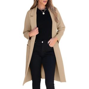 imageANRABESS Women Cardigan Sweater Jackets Open Front Thick Knit Oversized Blazer Coatigan 2025 Fall Winter Long Coats OutwearDeep Apricot