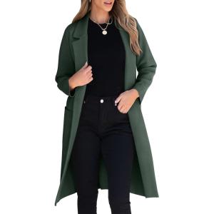 imageANRABESS Women Cardigan Sweater Jackets Open Front Thick Knit Oversized Blazer Coatigan 2025 Fall Winter Long Coats OutwearDeep Green
