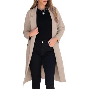imageANRABESS Women Cardigan Sweater Jackets Open Front Thick Knit Oversized Blazer Coatigan 2025 Fall Winter Long Coats OutwearLight Khaki