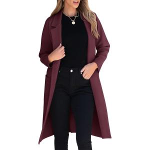 imageANRABESS Women Cardigan Sweater Jackets Open Front Thick Knit Oversized Blazer Coatigan 2025 Fall Winter Long Coats OutwearMaroon