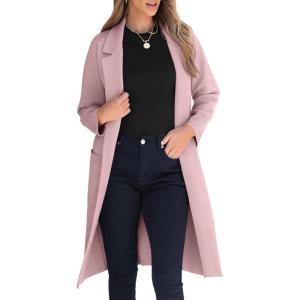 imageANRABESS Women Cardigan Sweater Jackets Open Front Thick Knit Oversized Blazer Coatigan 2025 Fall Winter Long Coats OutwearPink