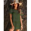 imageANRABESS Women Swimsuit Crochet Swim Cover Up Summer Bathing Suit Swimwear Knit Short Sleeve Pullover 2025 Beach DressArmy Green