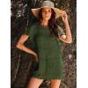 imageANRABESS Women Swimsuit Crochet Swim Cover Up Summer Bathing Suit Swimwear Knit Short Sleeve Pullover 2025 Beach DressArmy Green