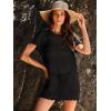 imageANRABESS Women Swimsuit Crochet Swim Cover Up Summer Bathing Suit Swimwear Knit Short Sleeve Pullover 2025 Beach DressBlack