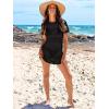 imageANRABESS Women Swimsuit Crochet Swim Cover Up Summer Bathing Suit Swimwear Knit Short Sleeve Pullover 2025 Beach DressBlack