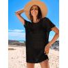 imageANRABESS Women Swimsuit Crochet Swim Cover Up Summer Bathing Suit Swimwear Knit Short Sleeve Pullover 2025 Beach DressBlack