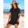 imageANRABESS Women Swimsuit Crochet Swim Cover Up Summer Bathing Suit Swimwear Knit Short Sleeve Pullover 2025 Beach DressBlack