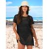 imageANRABESS Women Swimsuit Crochet Swim Cover Up Summer Bathing Suit Swimwear Knit Short Sleeve Pullover 2025 Beach DressBlack