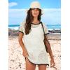 imageANRABESS Women Swimsuit Crochet Swim Cover Up Summer Bathing Suit Swimwear Knit Short Sleeve Pullover 2025 Beach DressBlack and White