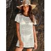 imageANRABESS Women Swimsuit Crochet Swim Cover Up Summer Bathing Suit Swimwear Knit Short Sleeve Pullover 2025 Beach DressBlack and White